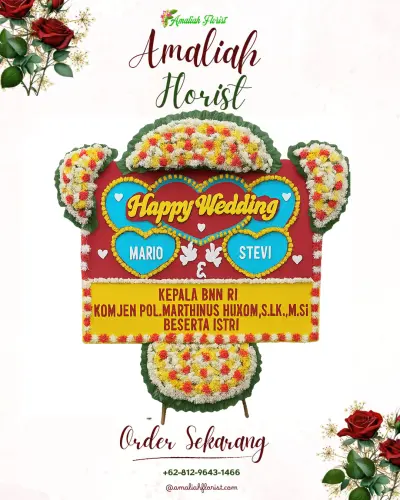 Karangan Papan Bunga Pernikahan di Benu Benua